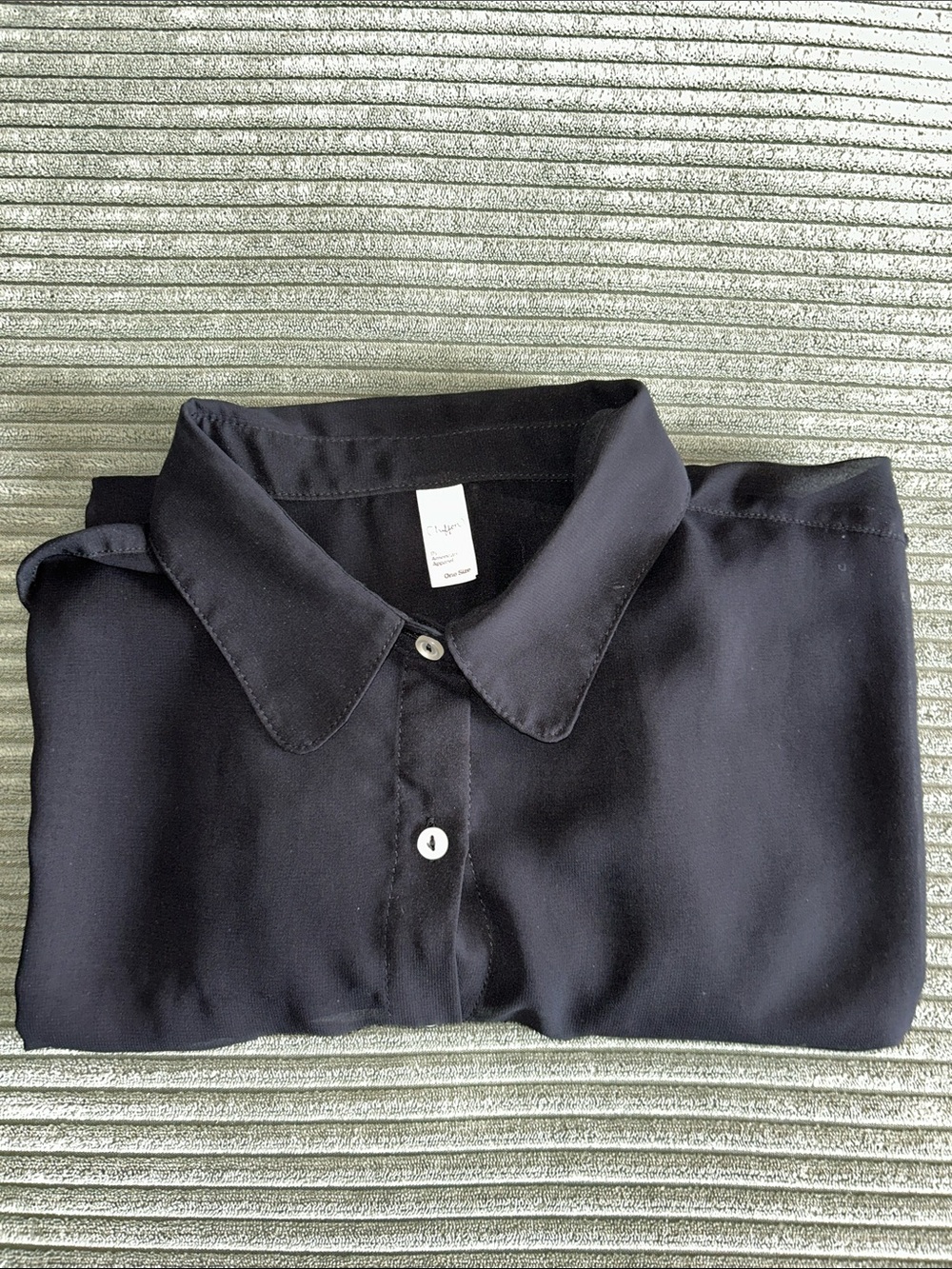 American Apparel Black Chiffon Sheer Unisex Button Up